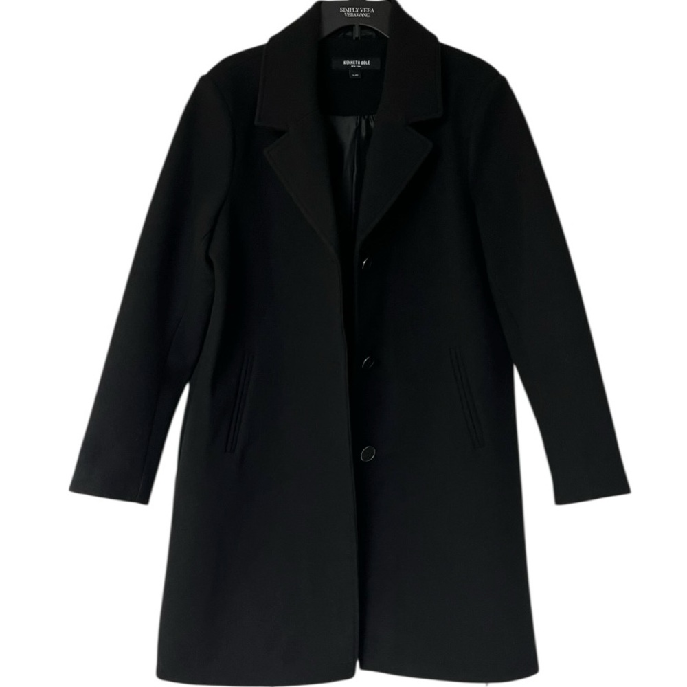Kenneth Cole Coat Large‎ Black Notch Collar Single Breasted Fly Front NWT - Picture 3 of 16
